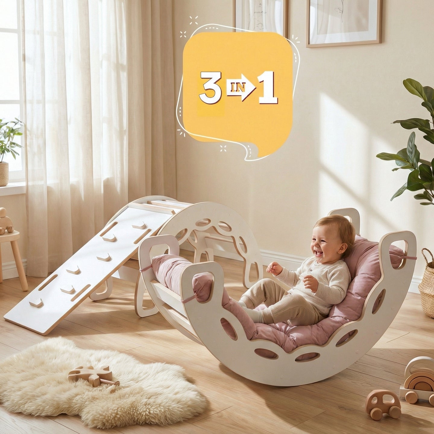 "Big Rocker" 3in1, Wippe, Kletterbogen & Rutsche 90x41x50 cm