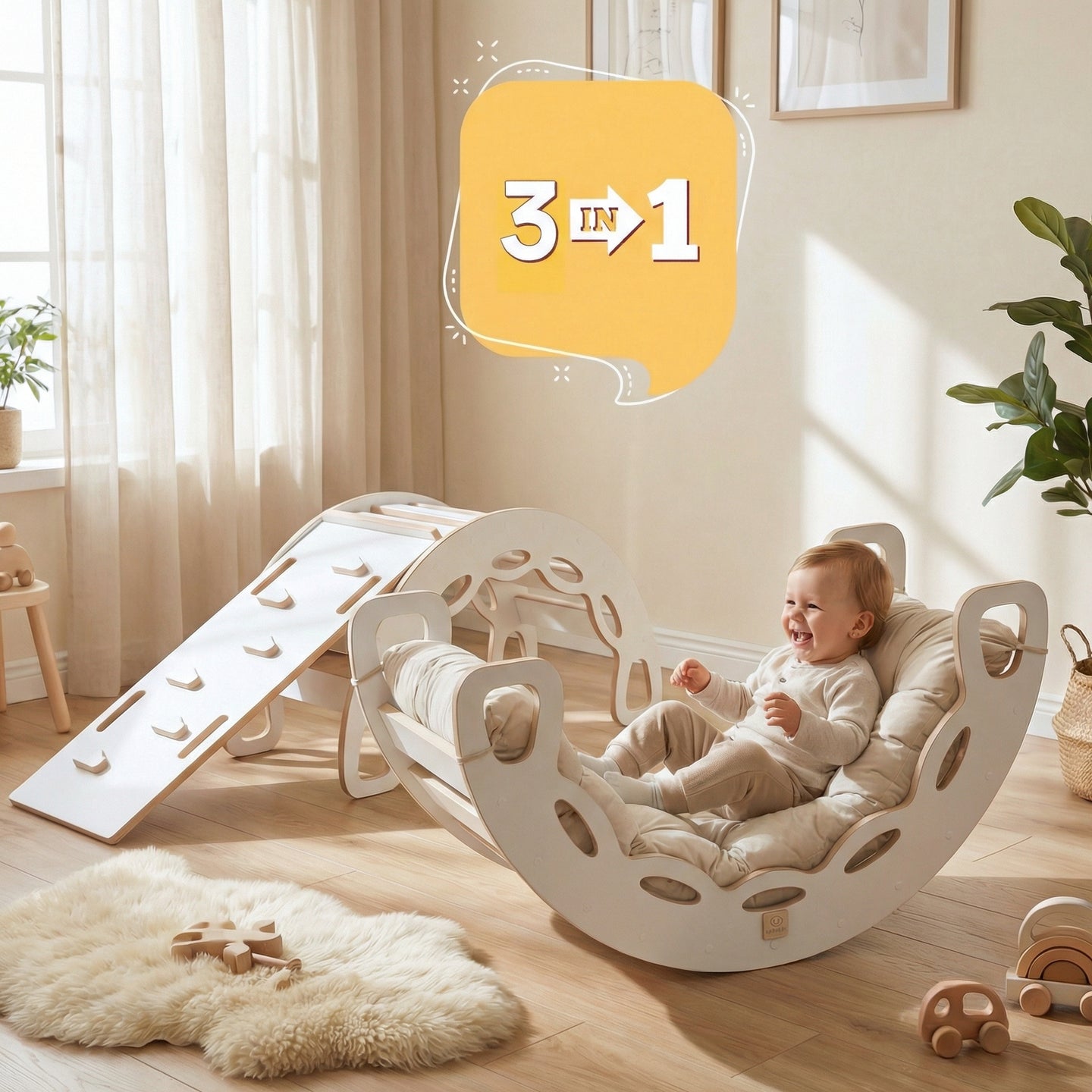 "Big Rocker" 3in1, Wippe, Kletterbogen & Rutsche 90x41x50 cm