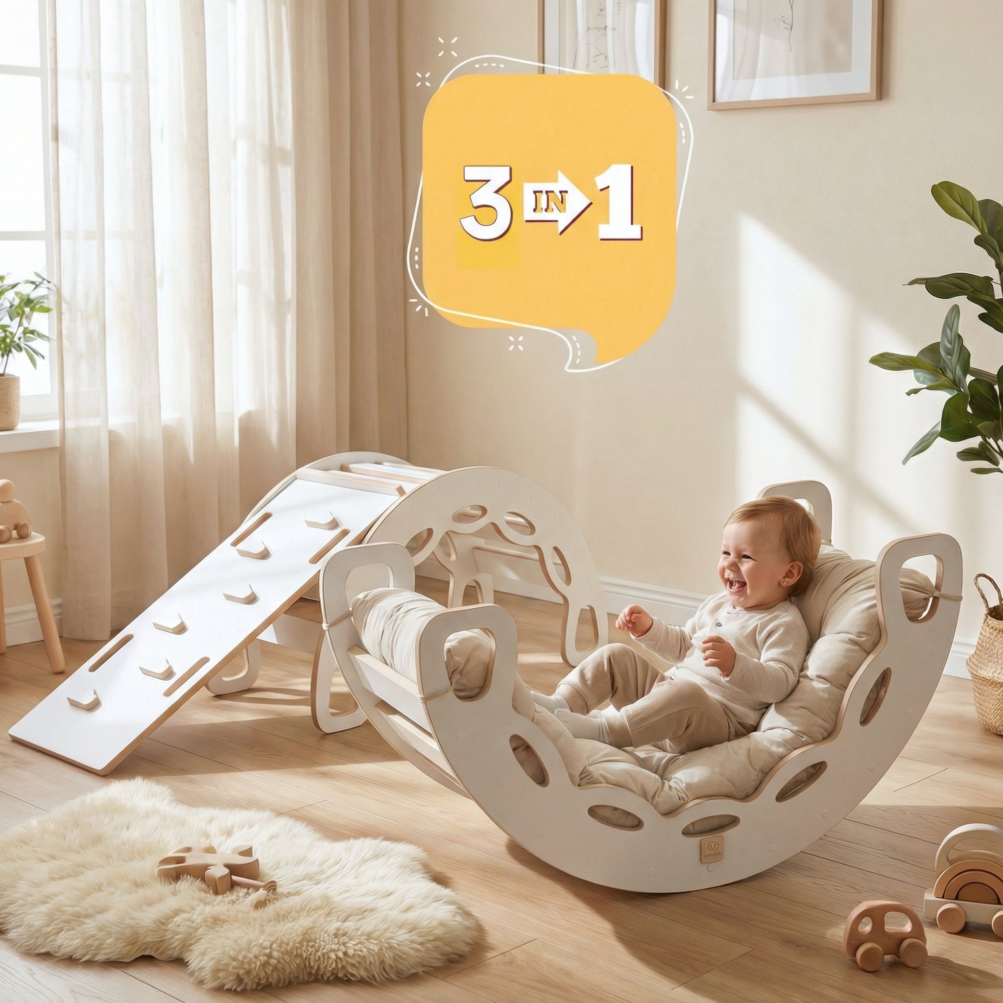 "Big Rocker" 3in1, Wippe, Kletterbogen & Rutsche 90x41x50 cm