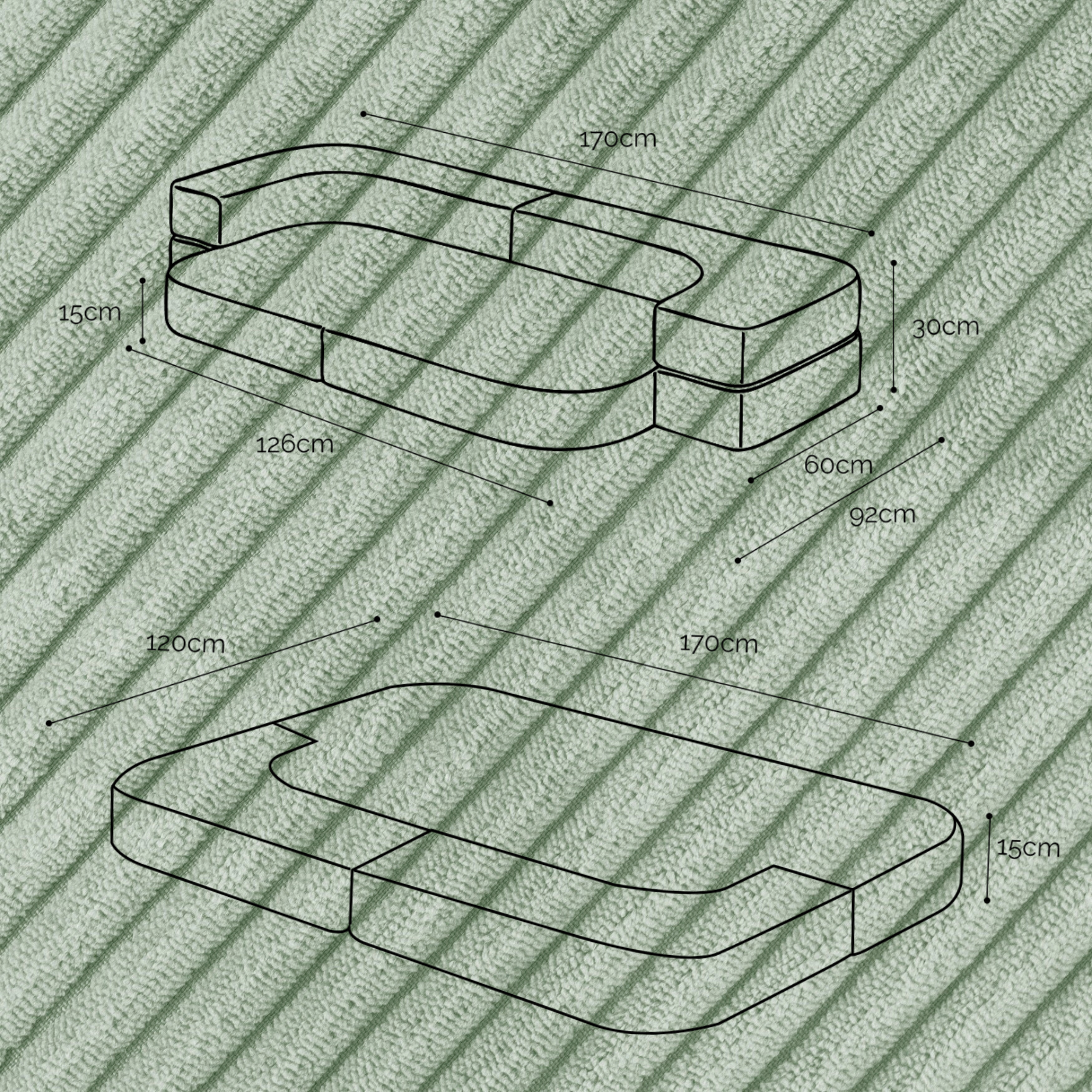 "Foldie Dream" Sofabett für Kinder 170×120 cm