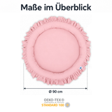 runde Nestmatte mit Rüschen – 100% Baumwolle