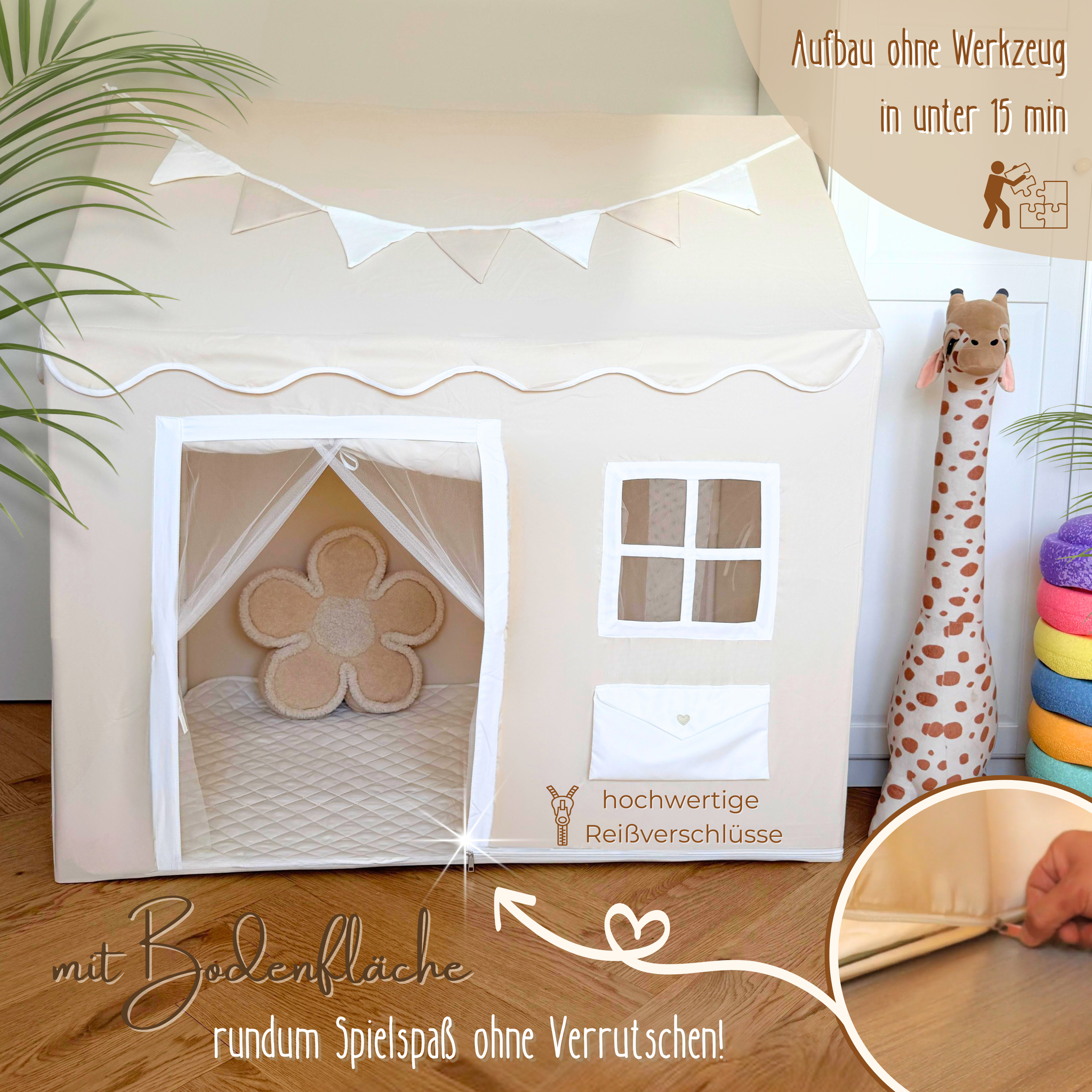 Spielhaus - mit Briefkasten & Wimpelkette