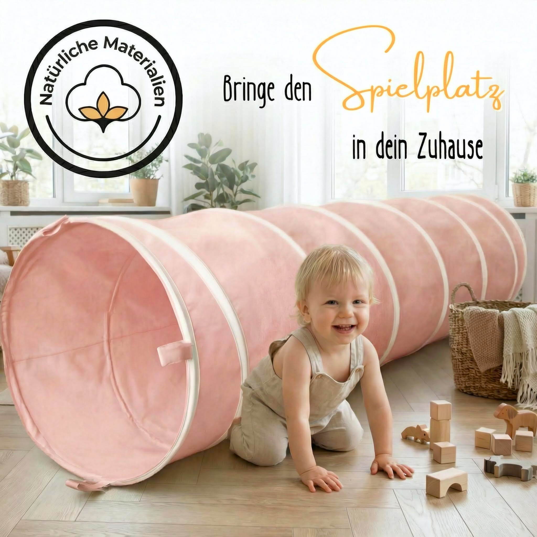 Spieltunnel aus Baumwolle/Hanf, passend zum runden Spielzelt, 180x46cm