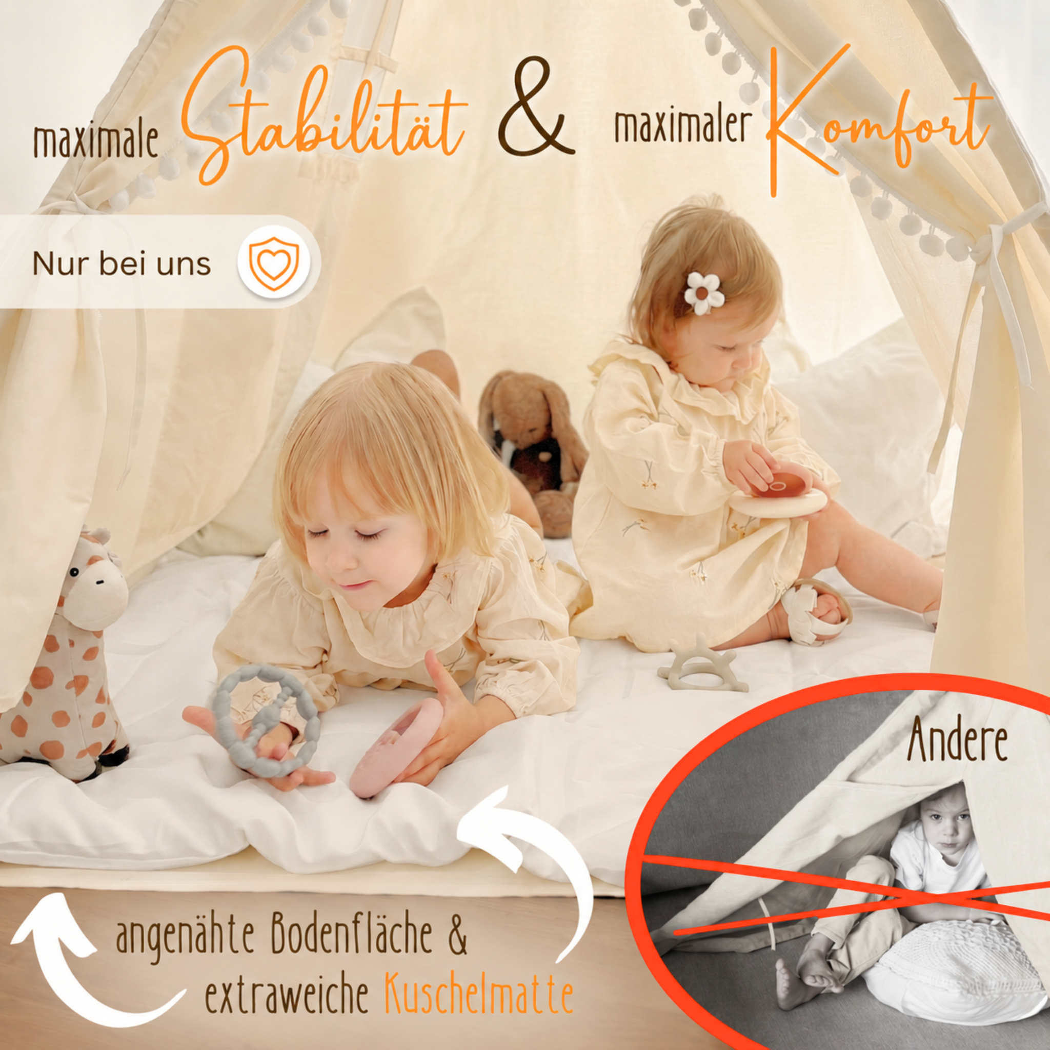 Tipi children's tent - 100% cotton
