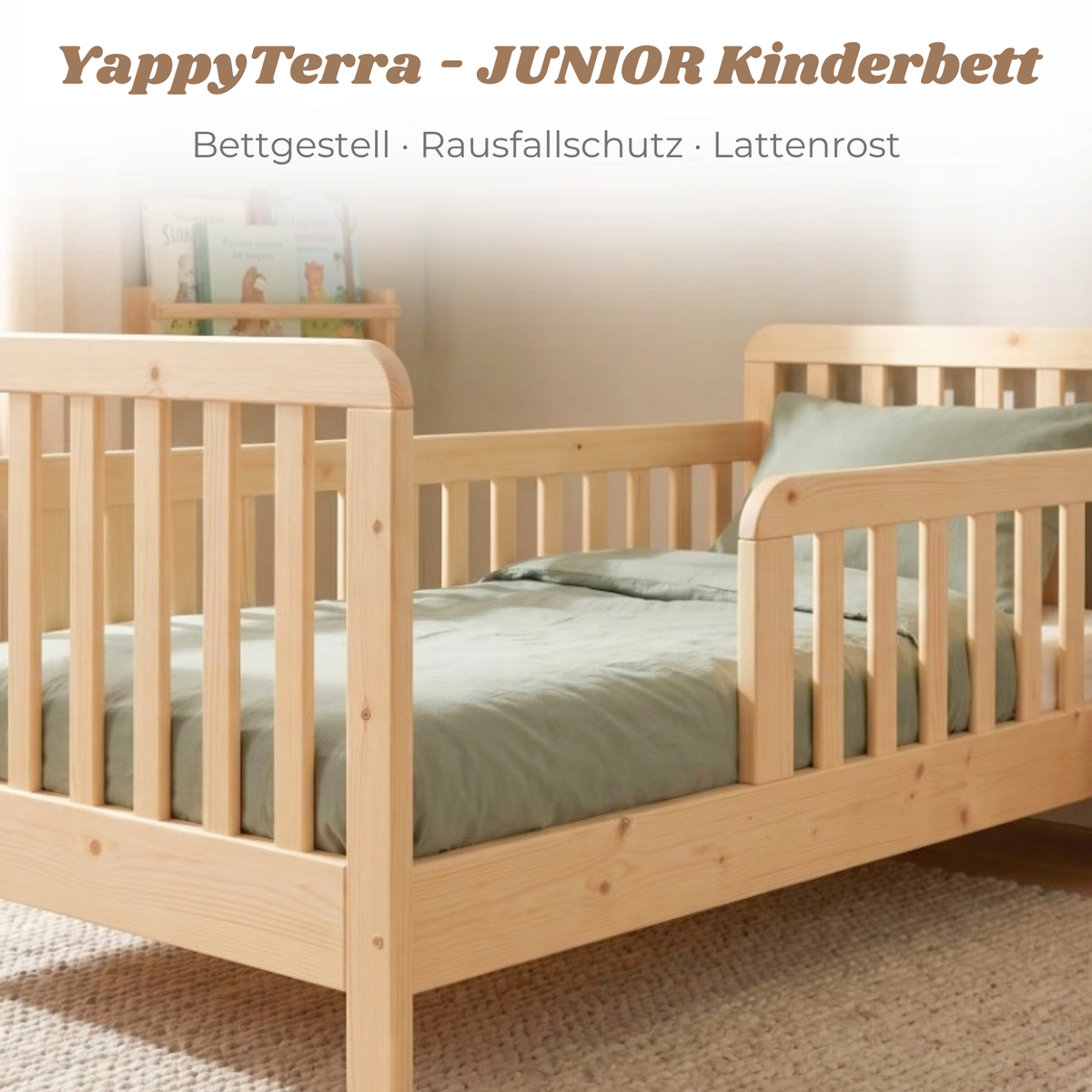 YappyTerra JUNIOR - Kinderbett 160×80 cm mit Rausfallschutz