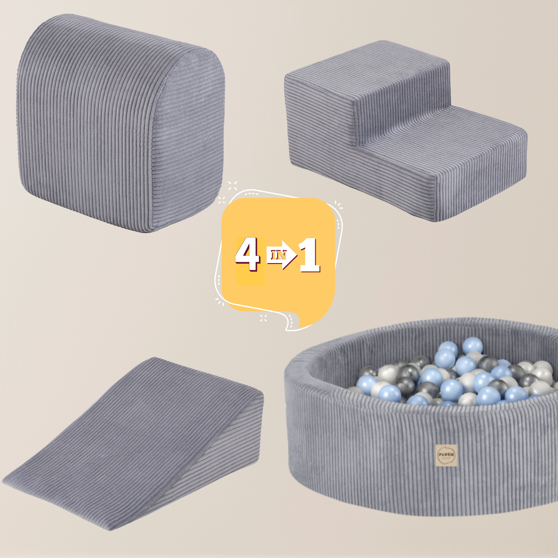 "Bally Play" Bällebad 90x30cm mit 3 Bauelementen & 200 Bällen