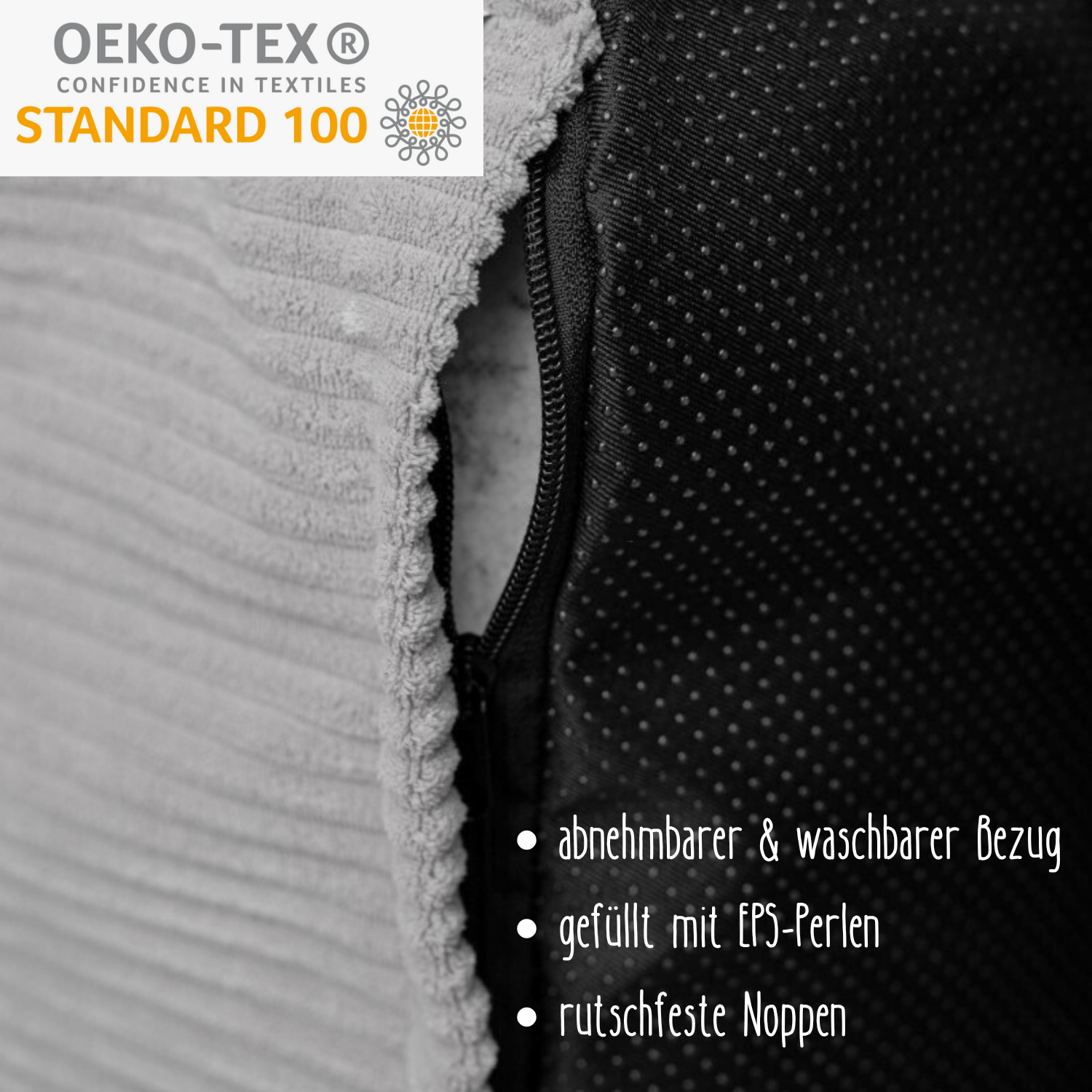 "Yappy Nest" XXL Sitzsack 70x50x80cm mit EPS-Perlen & Anti-Rutsch-Boden