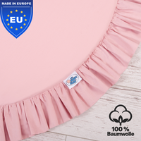 Runde Spielmatte mit Rüschen & 2 Sternenkissen – 100 % Baumwolle