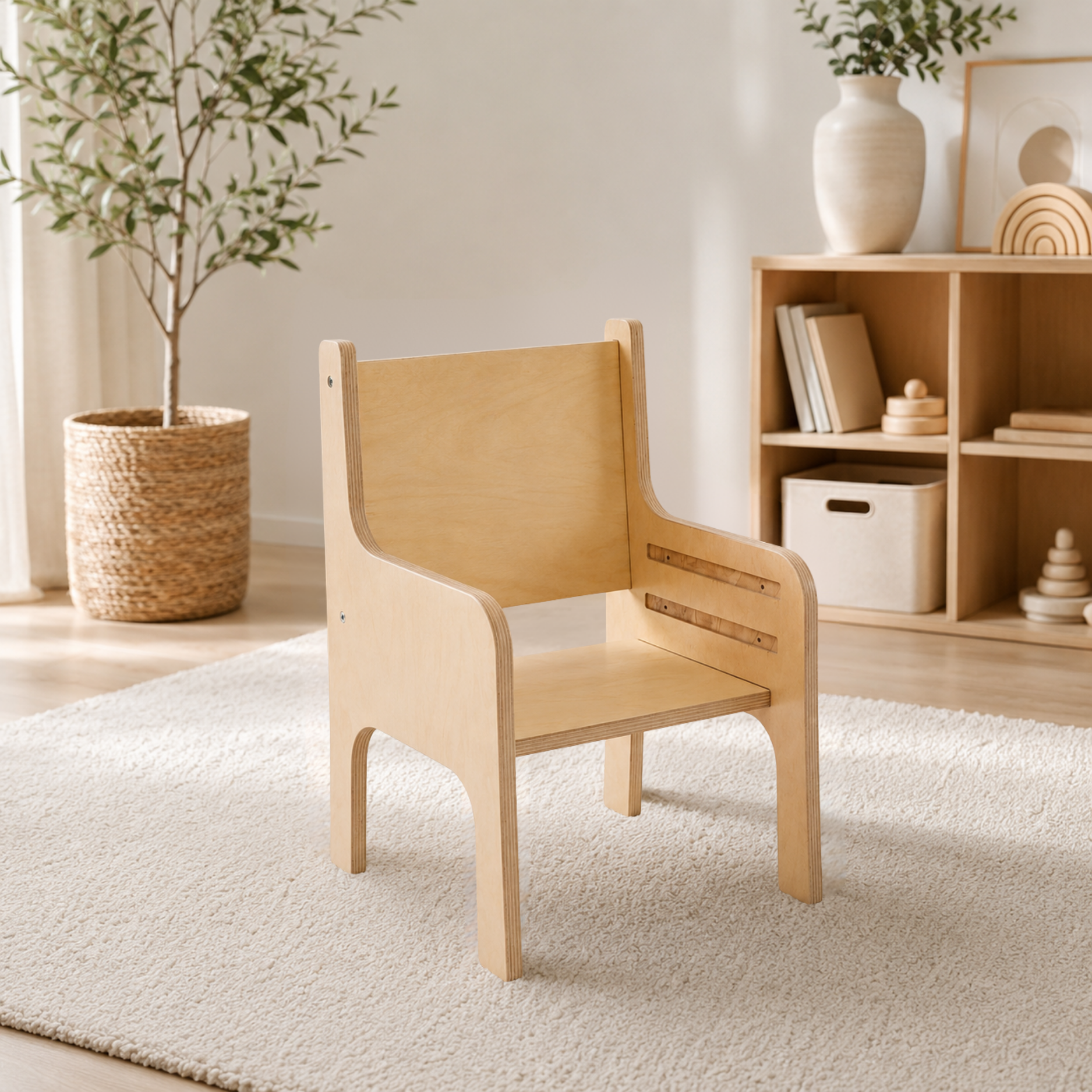 Tulla® Kinderstuhl – 3fach höhenverstellbarer Montessori Stuhl aus Holz