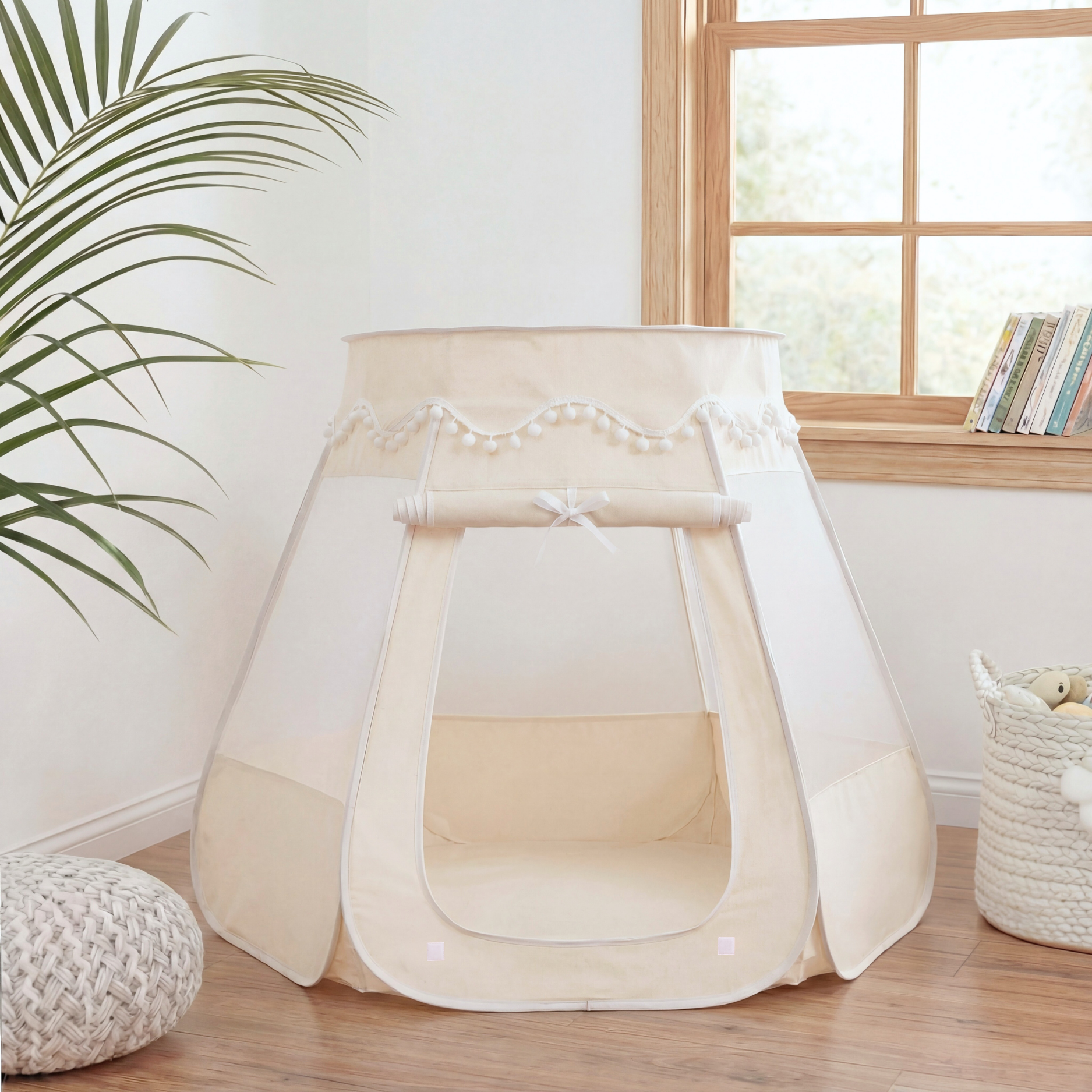 Pop-Up Bällebad-Spielzelt aus Baumwolle/Hanf