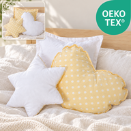 Wendekuschelkissen 3er-Set – Herz, Stern & Quadrat aus 100 % Baumwolle