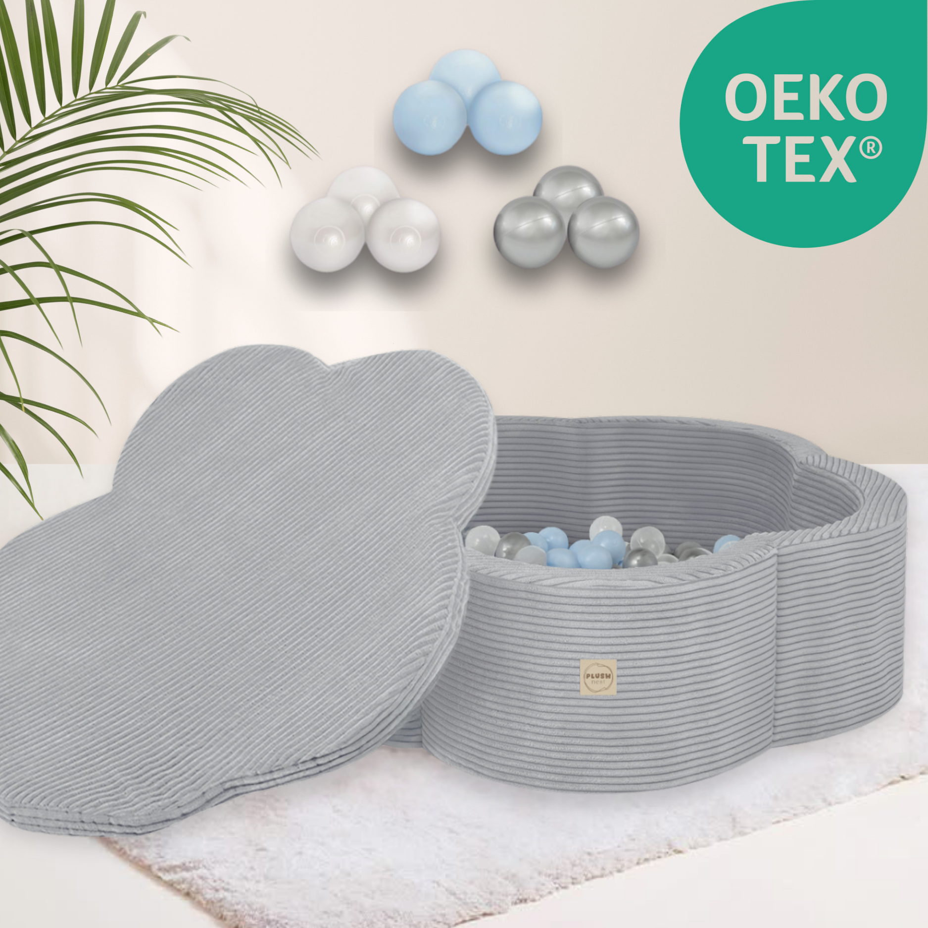 "Bloomy Pool Set" Bällebad 95x30cm, mit 200 Bällen & Matte/Deckel