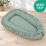 wendbares Babynest mit Rüschen - 100% Baumwolle