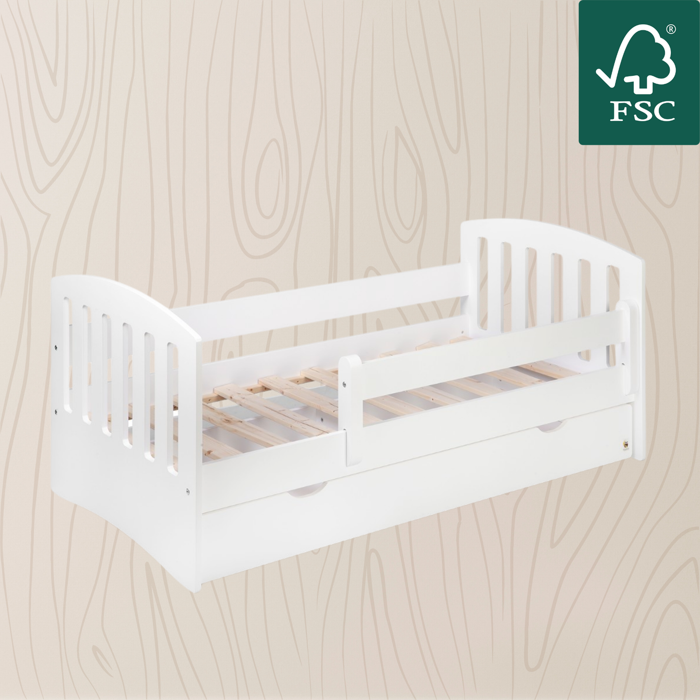 Yappy JUNIOR Classic - Kinderbett 160x80cm mit Schublade & Rausfallschutz