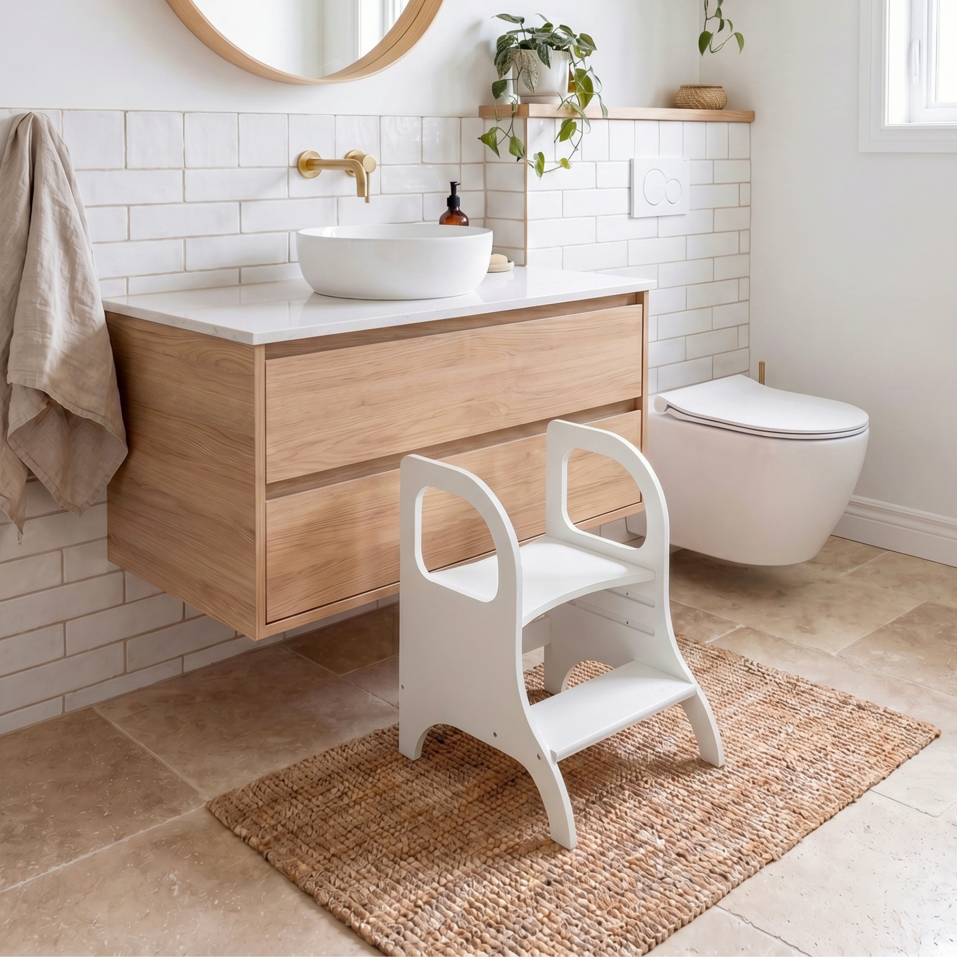 MIIMO® – Höhenverstellbarer Montessori Tritthocker aus Holz