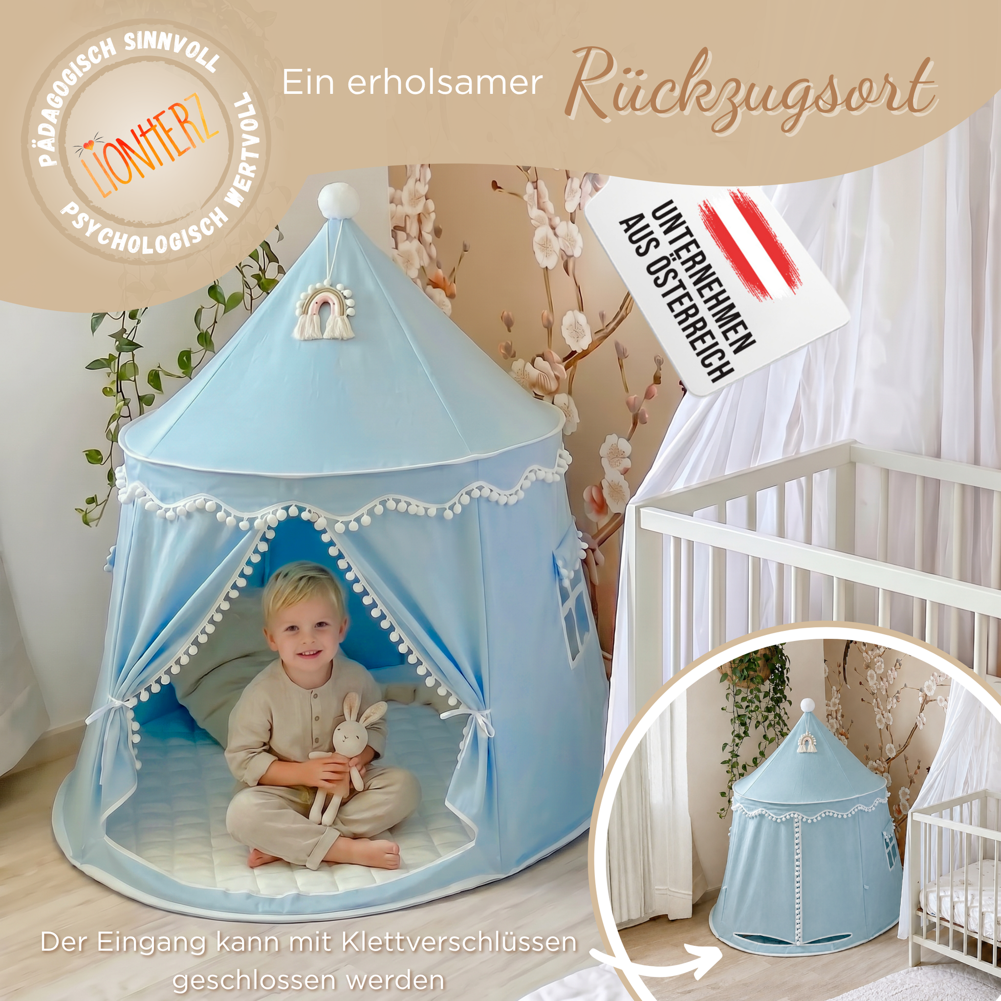 Play tent - breathable made of cotton &amp; hemp