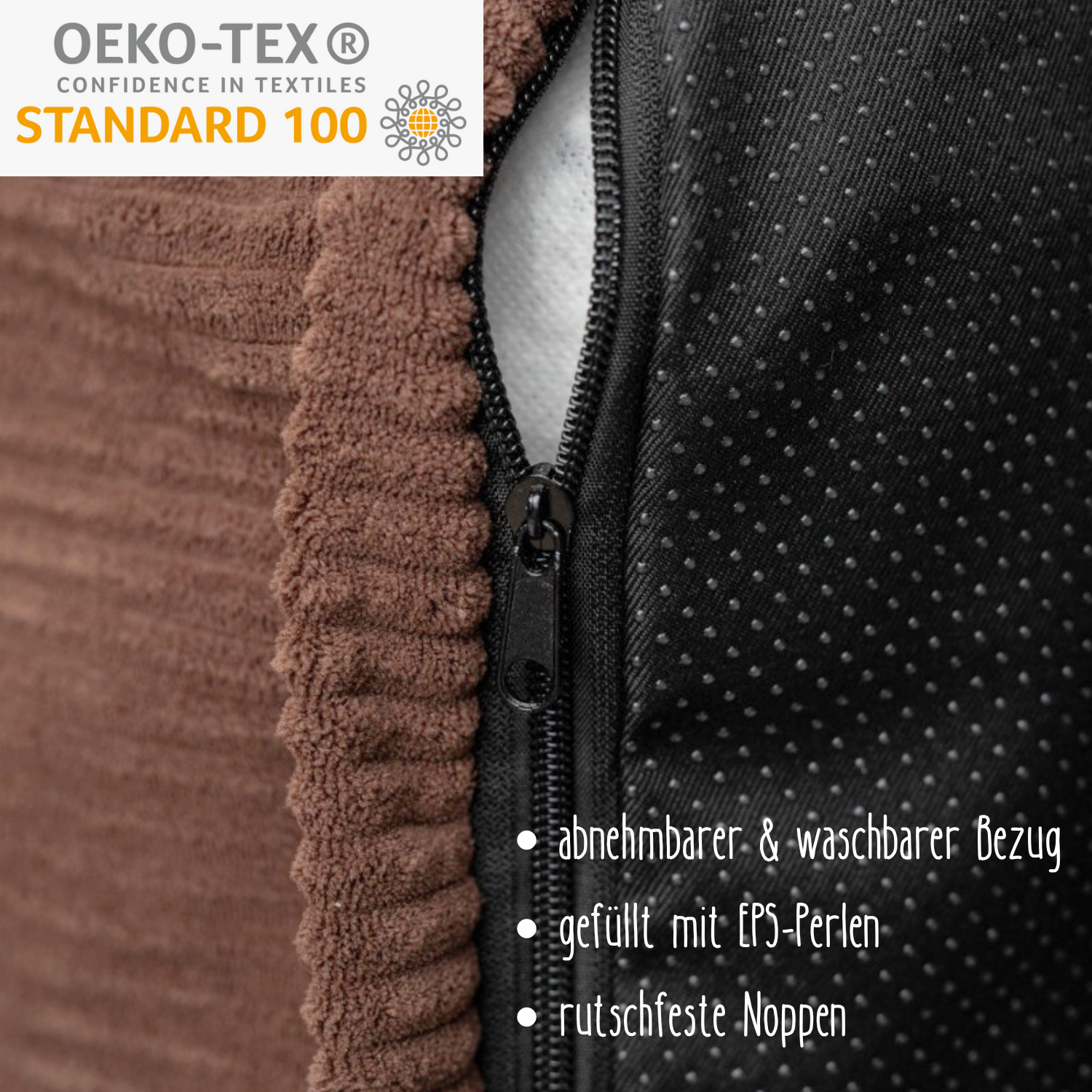 "Yappy Nest" XXL Sitzsack 70x50x80cm mit EPS-Perlen & Anti-Rutsch-Boden