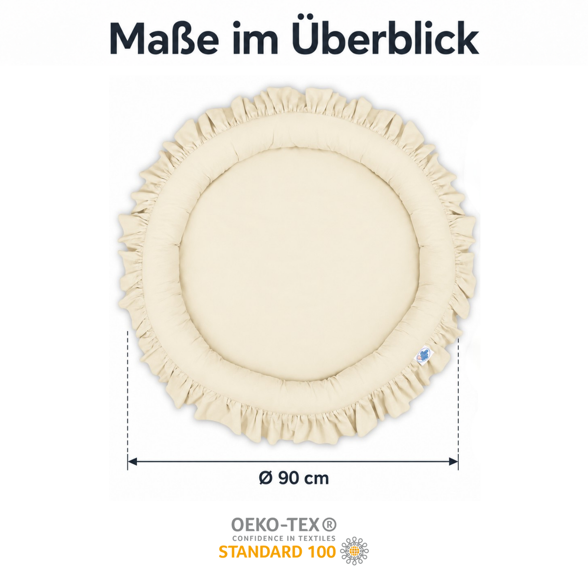 runde Nestmatte mit Rüschen – 100% Baumwolle