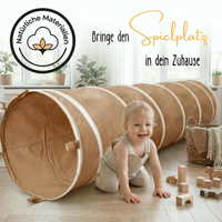 Spieltunnel aus Baumwolle/Hanf, passend zum runden Spielzelt, 180x46cm