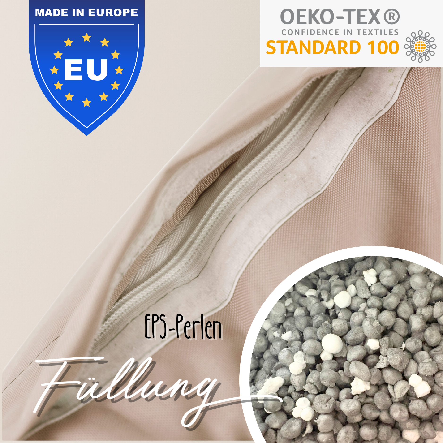 "Sunny Seat" Wasserfester Kinder-Sitzsack 80x85cm für drinnen & draußen