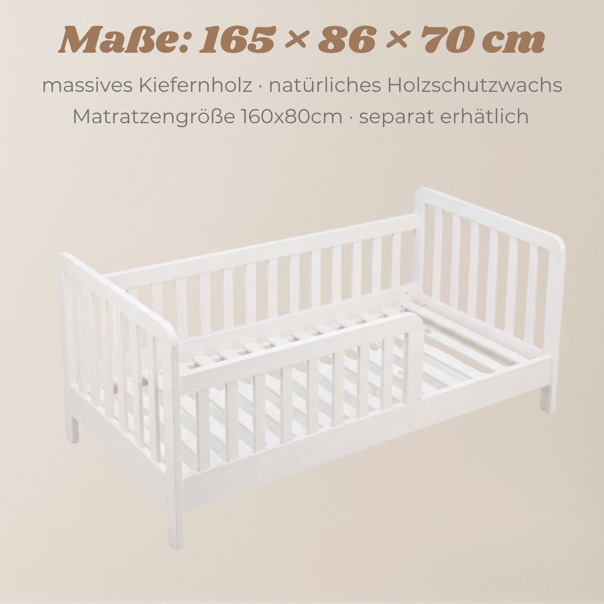 YappyTerra JUNIOR - Kinderbett 160×80 cm mit Rausfallschutz