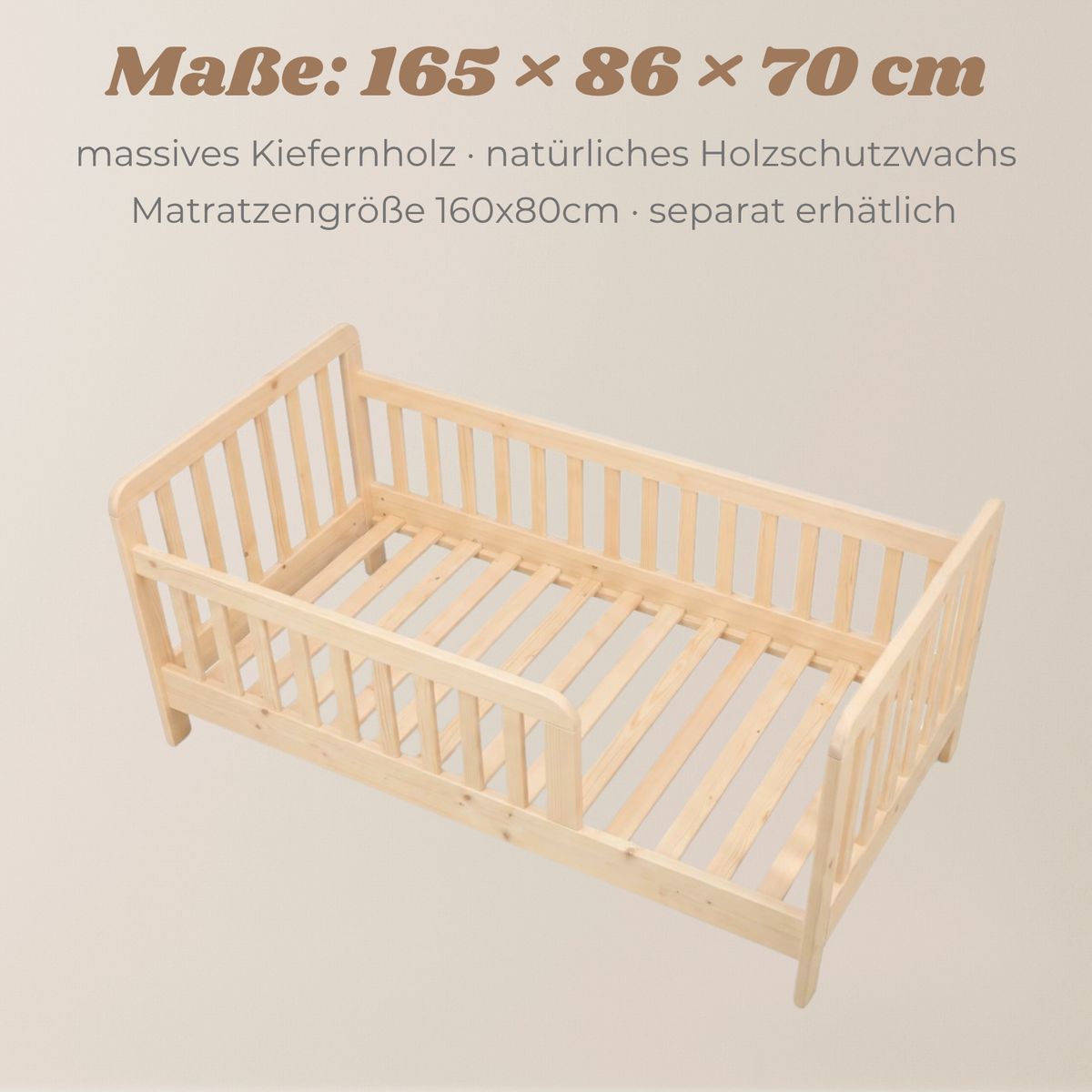 YappyTerra JUNIOR - Kinderbett 160×80 cm mit Rausfallschutz