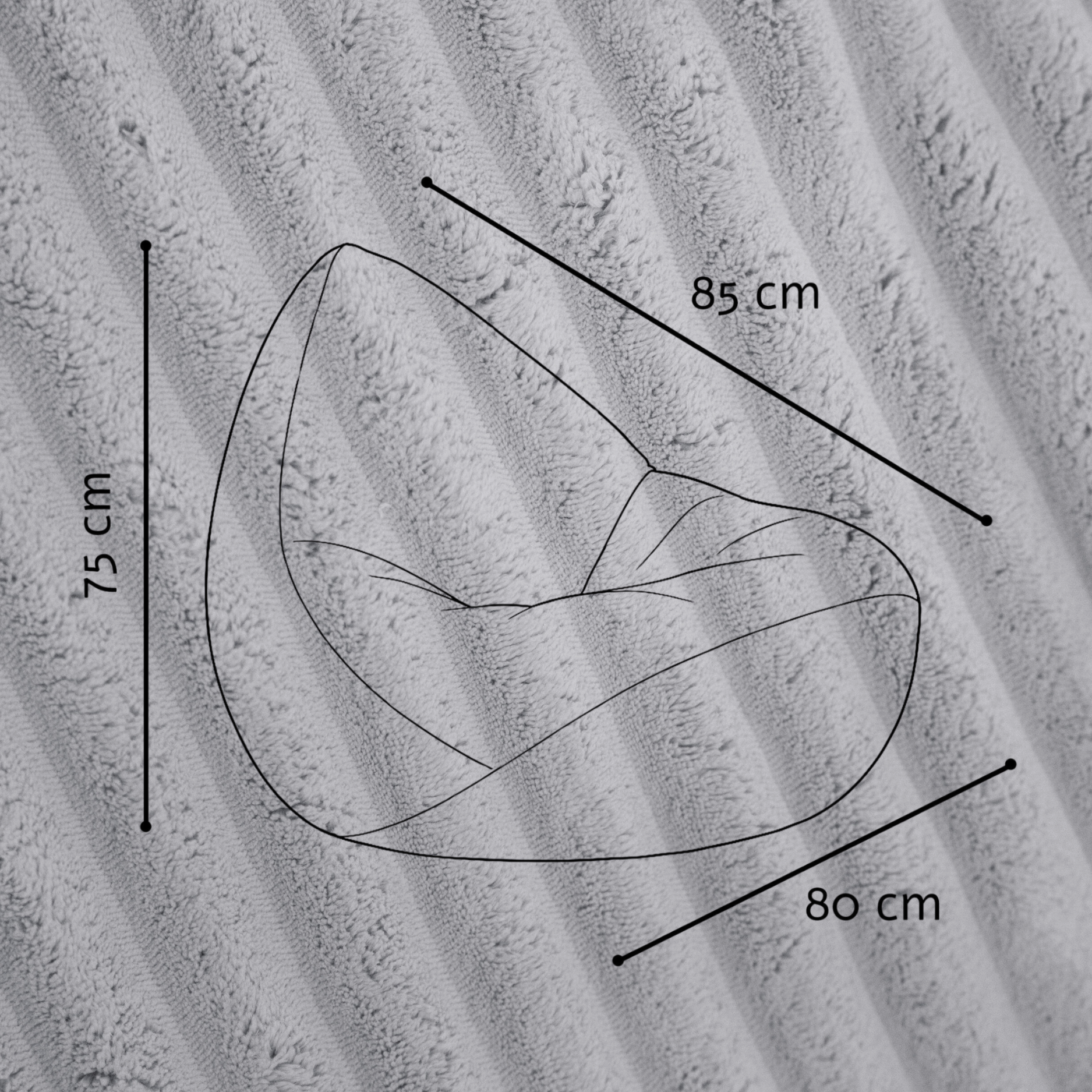 "Fluffy Cloud" Kinder-Sitzsack 80x85cm mit EPS Perlen