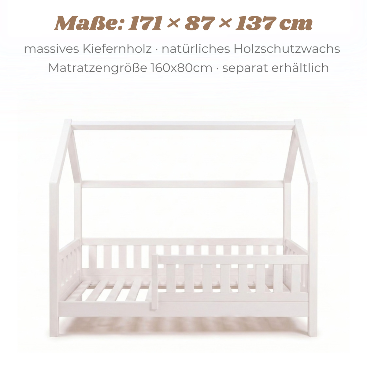 YappyTrygg JUNIOR - Hausbett 160×80 cm mit Rausfallschutz