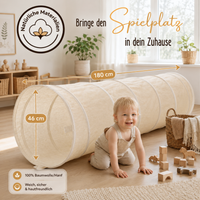 Spieltunnel aus Baumwolle/Hanf, passend zu den Spielzelten, 180x46cm