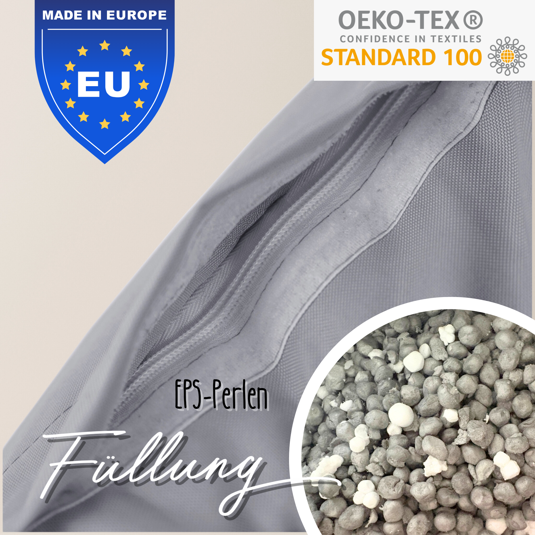 "Sunny Seat" Wasserfester Kinder-Sitzsack 80x85cm für drinnen & draußen