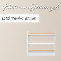 Breites Montessori Bücherregal – aus massivem Kiefernholz 120×92×12 cm