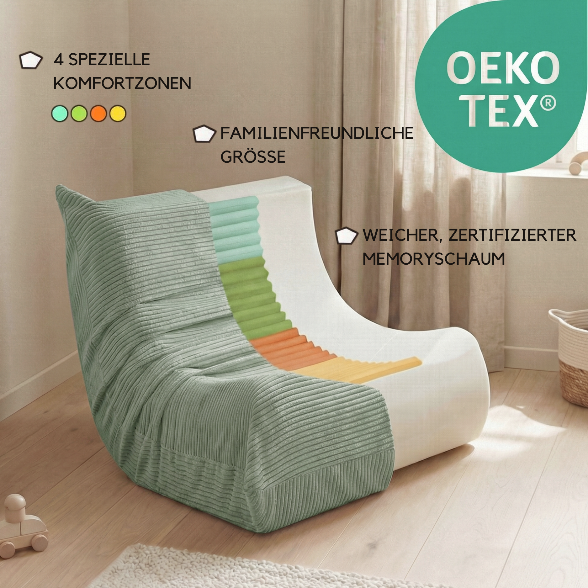 "Cozy Mooni" Ergonomischer Lounge-Sessel mit 4-Zonen-System