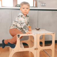 STEP’n’SIT® – Montessori Lernturm & Tisch 2-in-1 aus Holz