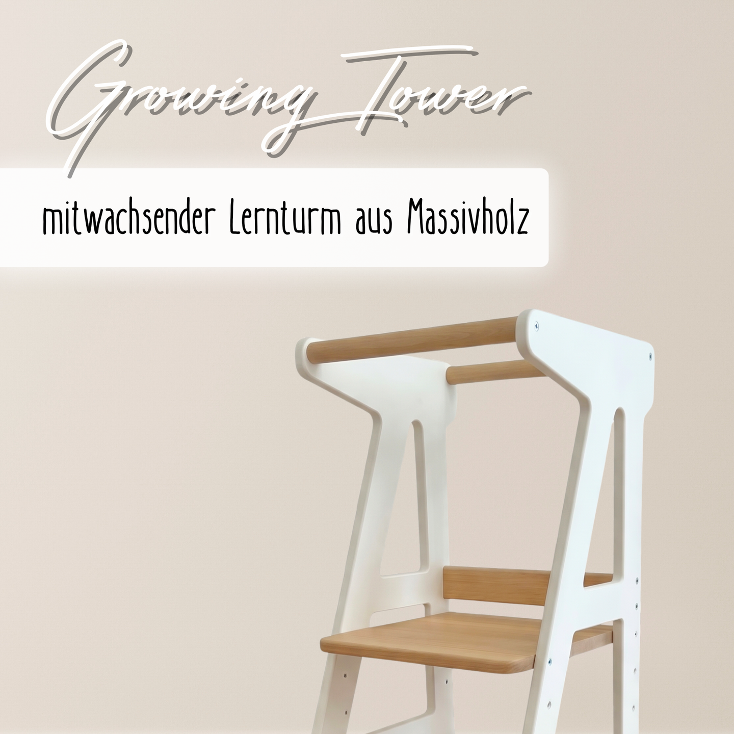 "Growing Tower" Kinder-Lernturm aus Buchen-Massivholz, mitwachsend