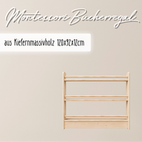 Breites Montessori Bücherregal – aus massivem Kiefernholz 120×92×12 cm