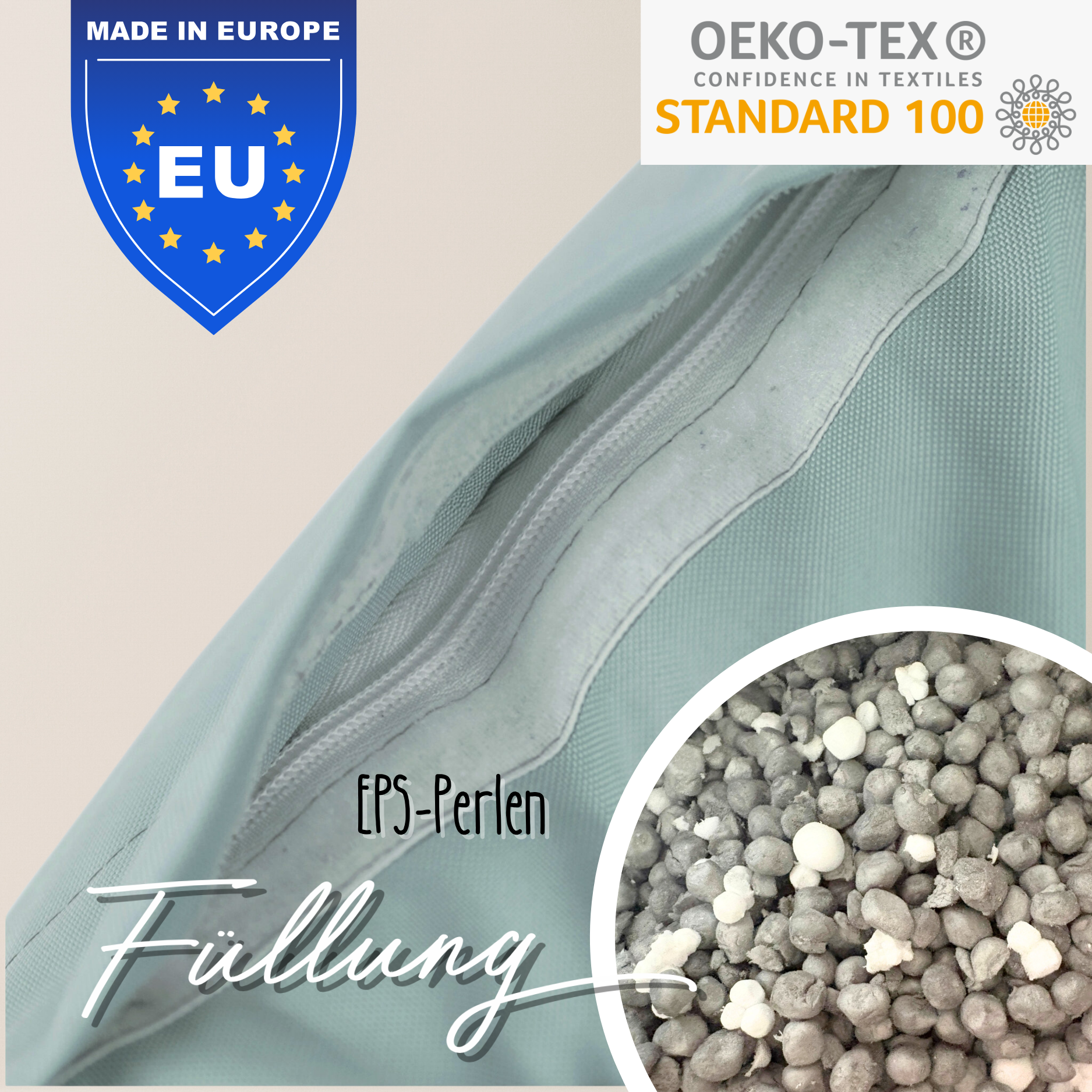 "Sunny Seat" Wasserfester Kinder-Sitzsack 80x85cm für drinnen & draußen