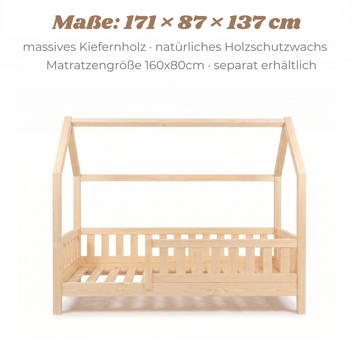 YappyTrygg JUNIOR - Hausbett 160×80 cm mit Rausfallschutz