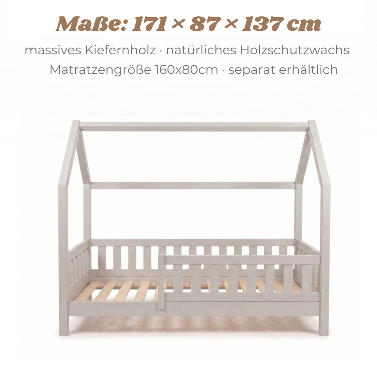 YappyTrygg JUNIOR - Hausbett 160×80 cm mit Rausfallschutz