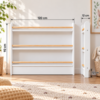 Breites Montessori Bücherregal – aus massivem Kiefernholz 120×92×12 cm