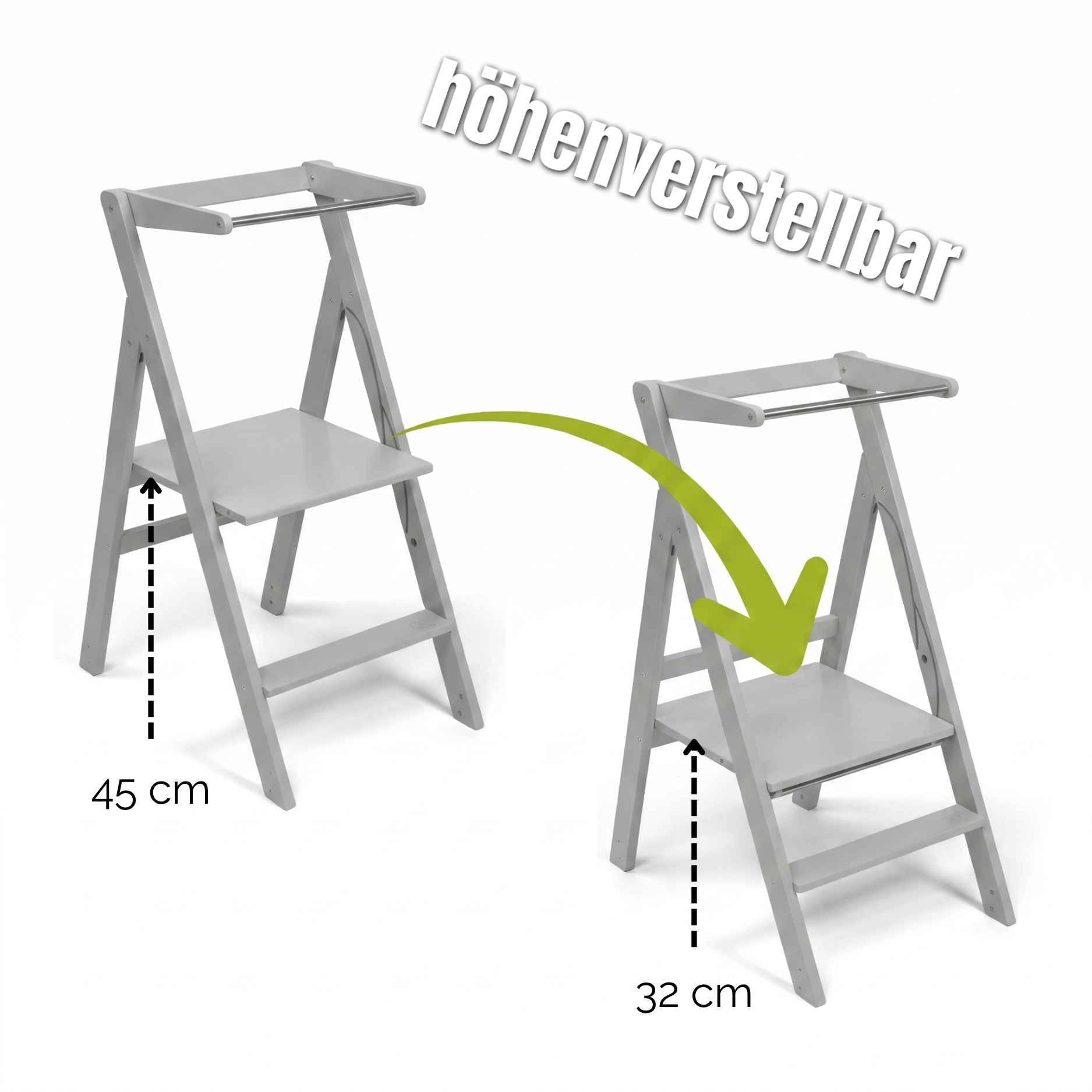 STEP’n’FOLD® – Faltbarer Montessori Lernturm mit verstellbarer Höhe