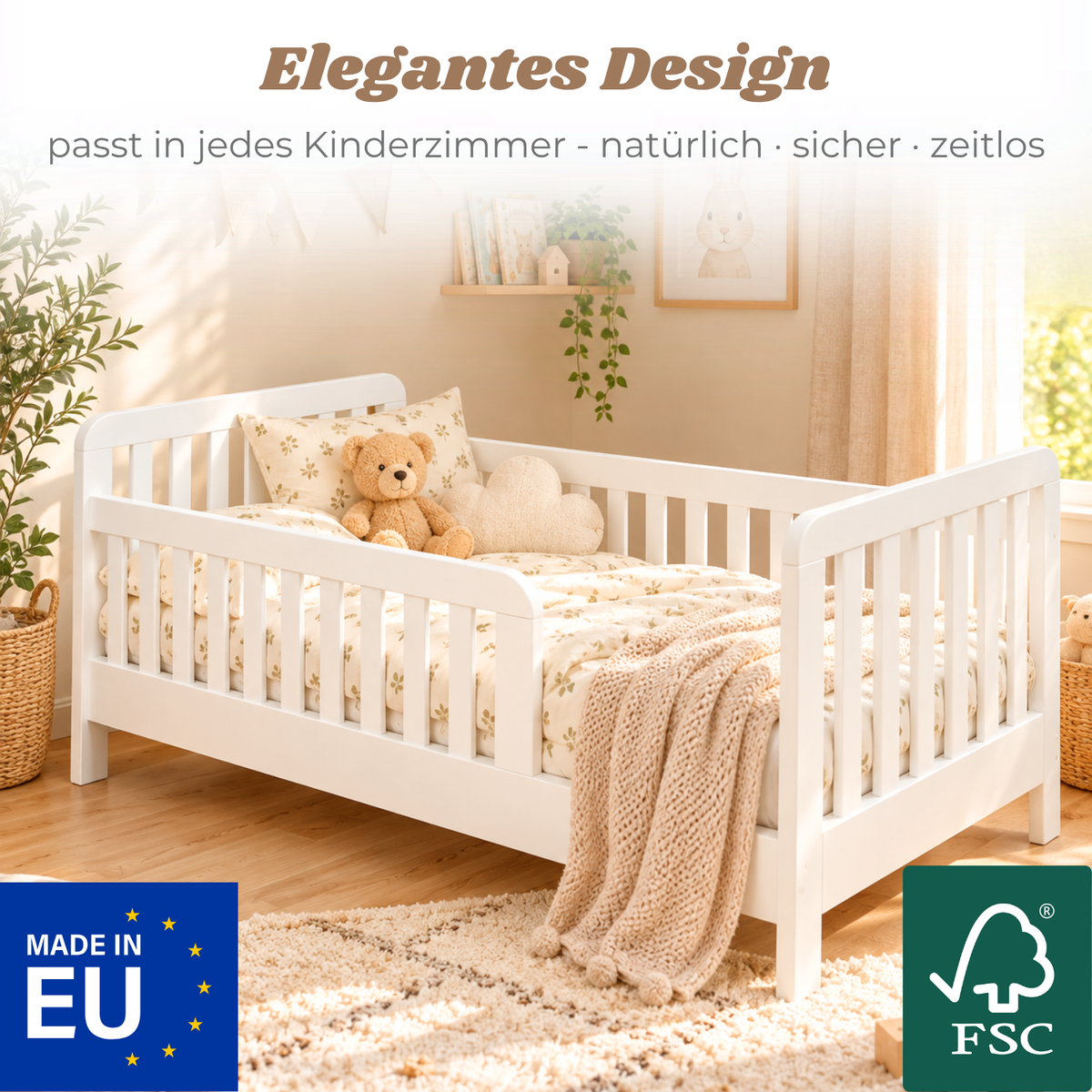 YappyTerra JUNIOR - Kinderbett 160×80 cm mit Rausfallschutz