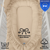 wendbares Babynest mit Rüschen - 100% Baumwolle