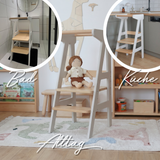 "Growing Tower" Kinder-Lernturm aus Buchen-Massivholz, mitwachsend