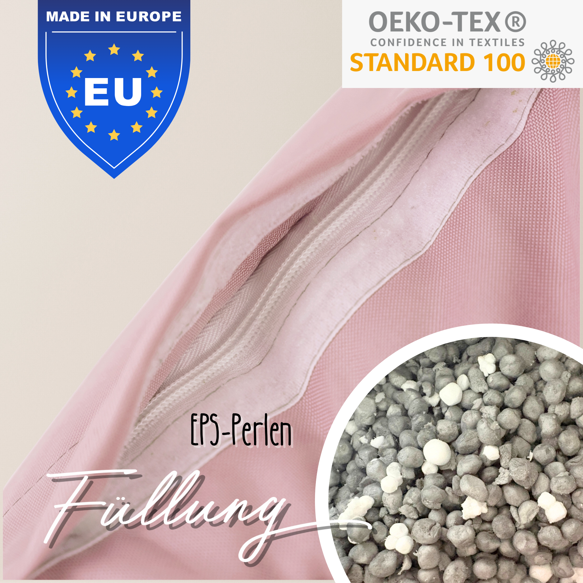 "Sunny Seat" Wasserfester Kinder-Sitzsack 80x85cm für drinnen & draußen