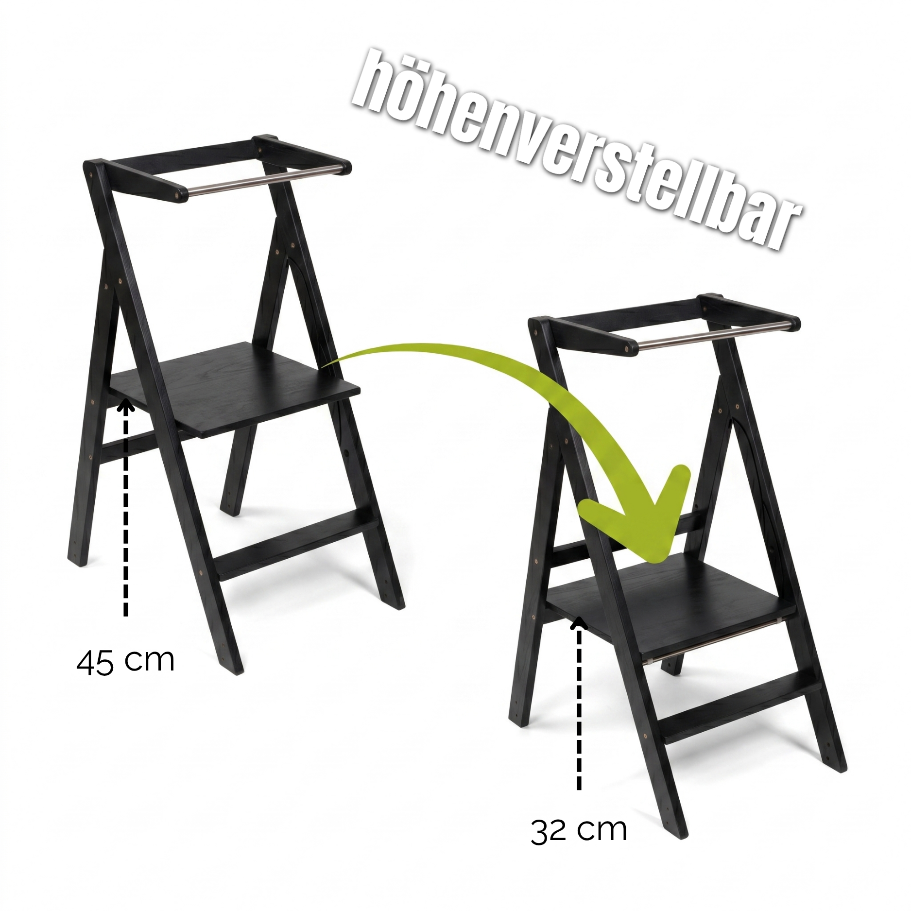 STEP’n’FOLD® – Faltbarer Montessori Lernturm mit verstellbarer Höhe