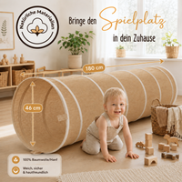 Spieltunnel aus Baumwolle/Hanf, passend zu den Spielzelten, 180x46cm