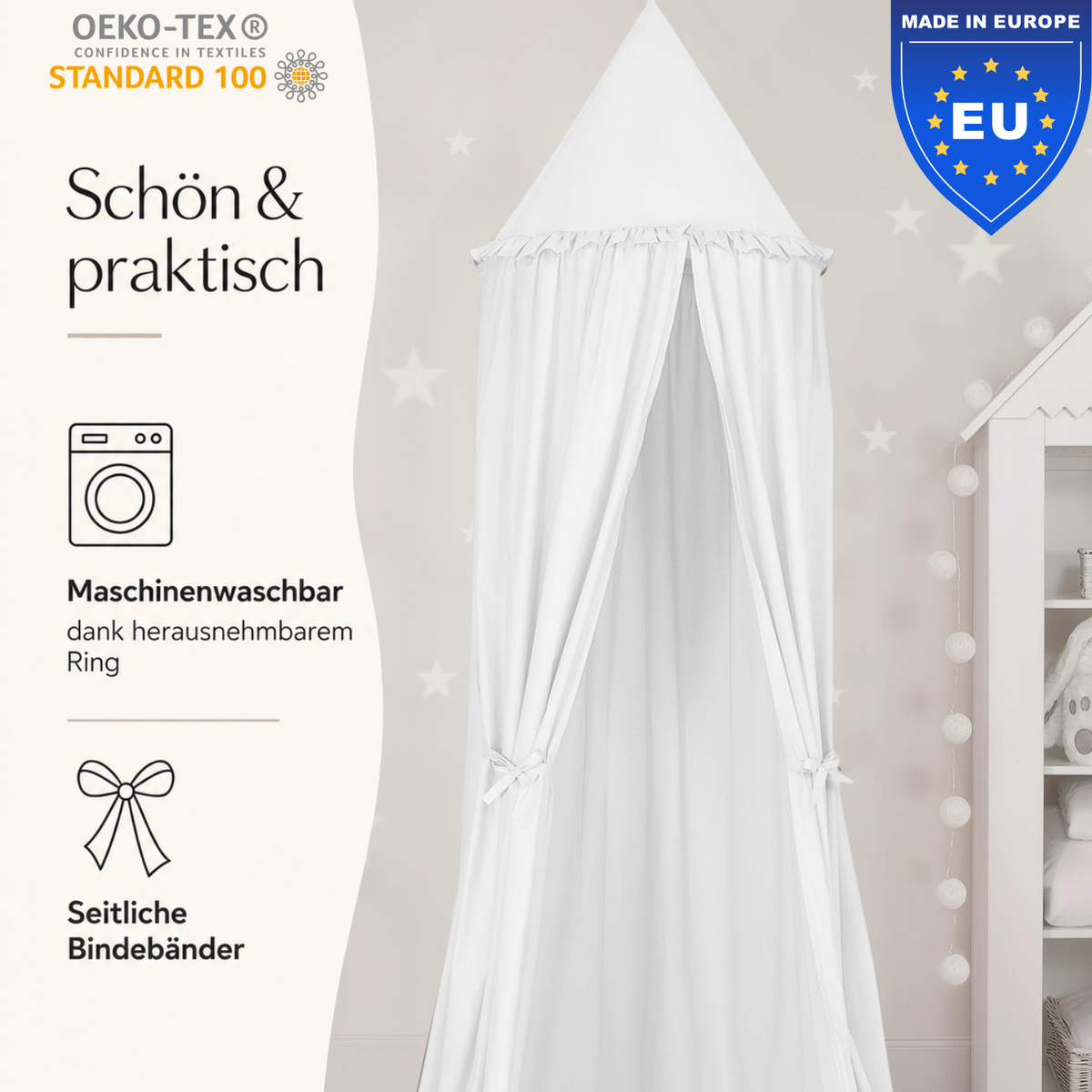 Kinderzimmer Baldachin 260cm – 100% Baumwolle