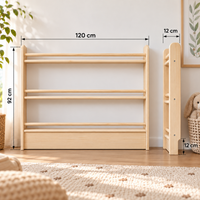 Breites Montessori Bücherregal – aus massivem Kiefernholz 120×92×12 cm