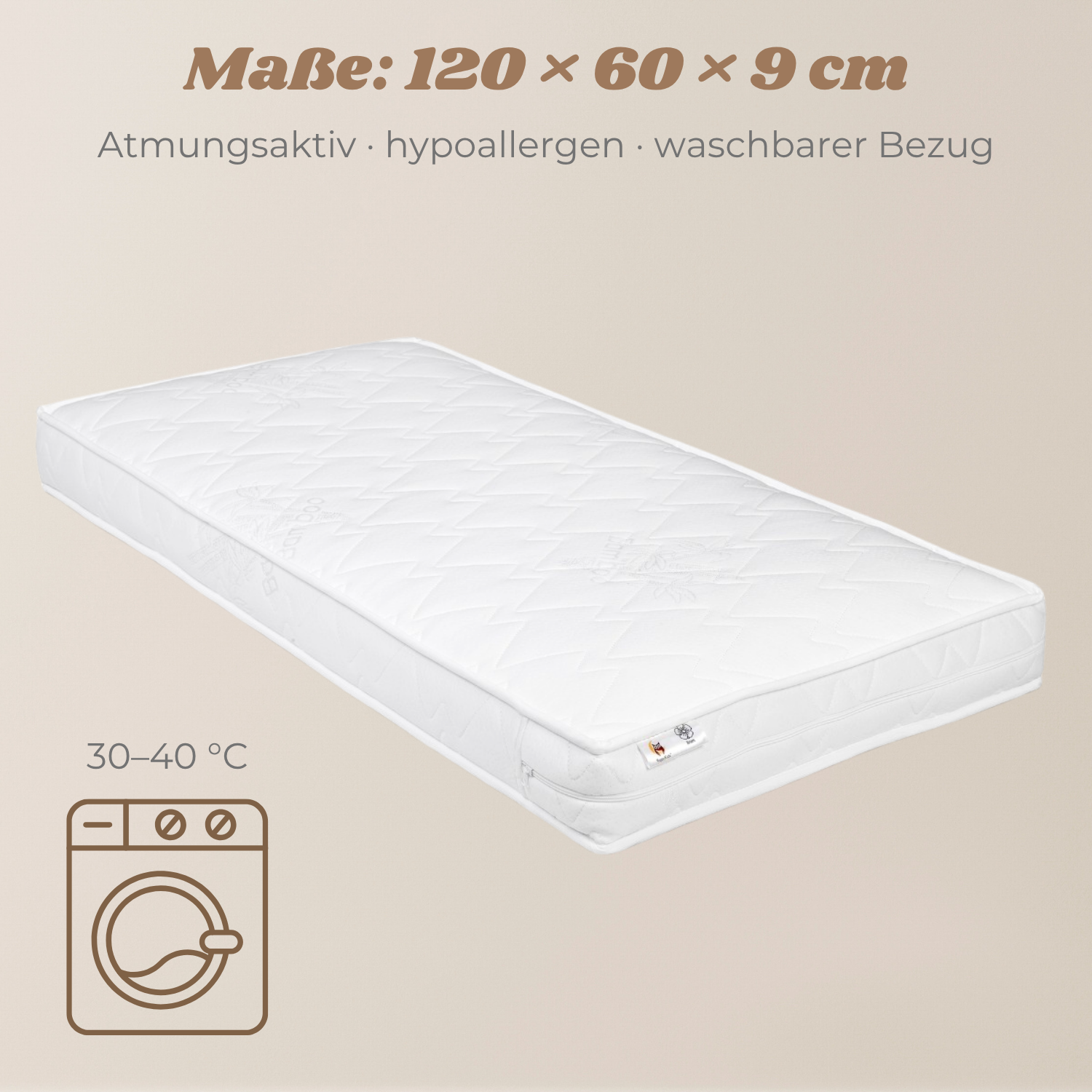 Yappy MINI – Babymatratze 120×60cm, zweiseitig, hypoallergen