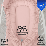 wendbares Babynest mit Rüschen - 100% Baumwolle